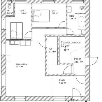 T3 neuf chauffage PAC parking jardin commun : Plans